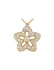 Diamond Flower Pendant : 14K Yellow Gold - 1.00 CT Diamonds