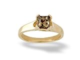 14K Yellow Gold Genuine Square Smoky Quartz Solitaire Ring