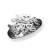 Sterling Silver Hearts and Vines Ring - Size 7
