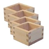 4 pack of Masu Wooden Sake Cup Large 3 3/8 X 3 3/8