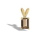 14K Yellow Gold Genuine Emerald-cut Smoky Quartz Pendant