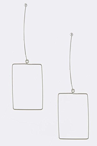 BAUBLES & CO RECTANGLE WIRE LINK EARRINGS (Silver)