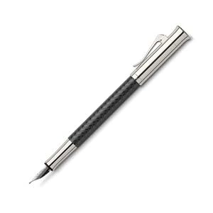 Faber Castell Guilloche Black Chevron Fountain Pen - Black Silver, Fine Nib 146601