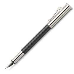 Faber Castell Guilloche Black Chevron Fountain Pen - Black Silver, Fine Nib 146601