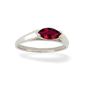14K White Gold Marquise Created Ruby Ring by Jewels For Me