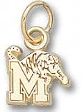 Memphis Tigers Solid 10K Gold ''M'' Tiger 1/4'' Pendant