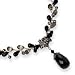 Sterling Silver Smokey/Jet Crystal & Cultured Peacock Pearl Necklace - 16 Inch