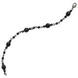 Black-plated Faceted Jet Beaded 8 Inch Bracelet - JewelryWeb