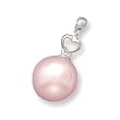 White Gold Heart/Pink Cultured Freshwater Pearl Drop