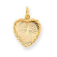 14k Baptism Heart Disc Charm - Measures 17x15mm
