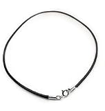 2mm Sterling Silver 16 Inch Black Rubber Cord Necklace
