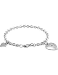 Kids Sterling Silver Heart Tag Rolo Chain Bracelet (6 Inches)