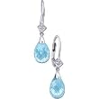 14Kt White Gold Tear Drop Swiss Blue Topaz Fancy Earrings
