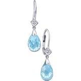 14Kt White Gold Tear Drop Swiss Blue Topaz Fancy Earrings