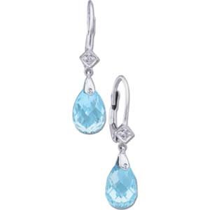 14Kt White Gold Tear Drop Swiss Blue Topaz Fancy Earrings