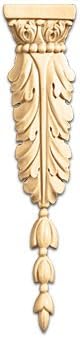 White River # CM2431-CH, Acanthus Drop Onlays, 2 pcs., 2 inch W x 1/2 inch D x 8-3/4 inch H, Cherry