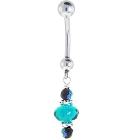AMBER Beaded Dangle Belly Button Ring by 