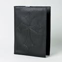 Black Leather Flared Cross Bible Cover - Large