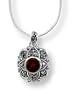 Boma Marcasite & Garnet Floral Locket Necklace