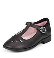 Leather Punch Hole T-Bar School Shoes