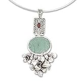 NOVICA Chalcedony and garnet choker, 'Lily Bouquet'