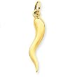 14k Gold Hollow Polished 3-Dimensional Medium Italian Horn Charm