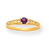 14k 3mm Amethyst Birthstone Childrens Ring - Size 3