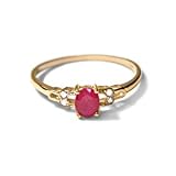 .02CT Round Diamond and Oval Ruby Ring