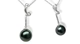 18K white gold Spring Drop Black Tahitian cultured pearl and diamond pendant
