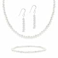 Schmuckset: Kette, Armband und Ohrringe aus wei�en S��wasserperlen, Sterling Silber