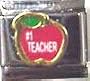 Clearly Charming Number One Teacher in Red Apple Italian Charm