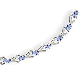 14K White Gold Genuine Oval Tanzanite Bracelet by Jewels For Me