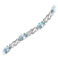 10kt. White Gold, Aquamarine and Diamond Fashion Bracelet by Fred Meyer Jewelers