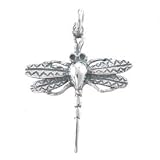 Detailed Dragonfly Pendant or Charm in Sterling Silver, #8731