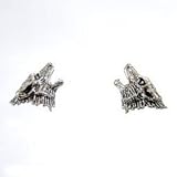 Little Sterling Silver Howling Wolf Stud Earrings, #11275