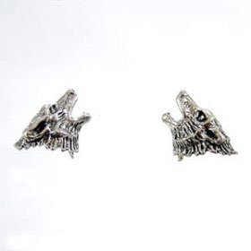 Southwestern Tiny Howling Wolf or Coyote Stud Earrings in Sterling Silver, #11275