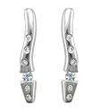 Boucles d'Oreilles Femme Plaqu&eacute; Rhodium Argent fin 925 et Diamant Brillant 0.05 Carat G-VS - 19mm*3mm