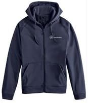 Genuine Mercedes Benz Men's Full Zip Fleece Hoodie Sweatshirt - Navy Blue - Size Small