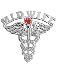 NursingPin - Midwife Graduation Pin with Ruby in Silver
