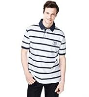 XXXL Blue Harbour Pure Cotton Striped Polo Shirt