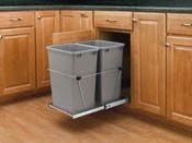 Rev-a-shelf Pull-out Waste Container System - Full Extension Choose 20 27 or 35qt Capacity -White (12"W-23"D-20"H Dble 27Q)