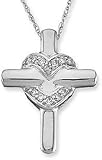 1/10ctw Sacred Heart Cross Pendant