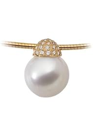 Jewelplus South Sea Cultured Pearl and Diamond Necklace 18K Yellow 1/3Cttw/11.50Mm Fine Near Rd