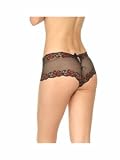 Lace Tanga Shorts w/Floral Accents Black