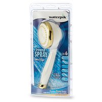 WaterPik NVG-657BY Grace Shower Massage 6-Setting Hand-Held Porcelain White / Brass Showerhead