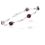 0.03 Cts Diamond & 6.00 Cts Garnet Bracelet in 14K White Gold