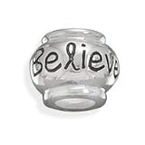 BELIEVE Story Bead Slide-on Charm Sterling Silver Message