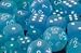 Polyhedral 7-Die Frosted Dice Set - Caribbean Blue with White