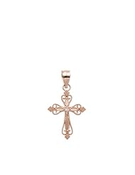 14K Rose Gold Cross Necklace Pendant