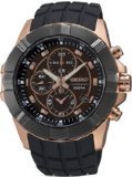 Seiko Brown Dial Chronograph Black Rubber Strap Mens Watch SNDD80